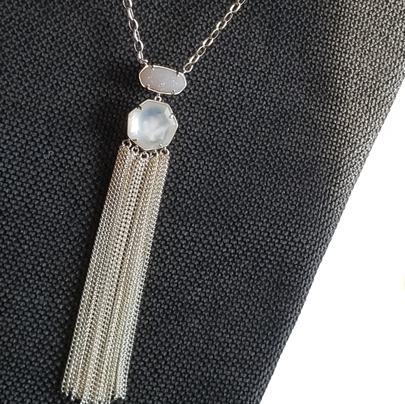 NWT Iridescent Drusy & White MOP Tae Necklace Gold - Picture 3 of 3